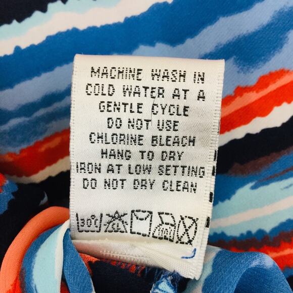 🚨SALE🚨Kenar High Low Striped Blue Orange Red Blouse 3/$10 4/$12 5/$15 - Picture 7 of 8